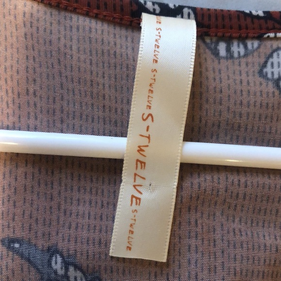 S-TWELVE long sleeve wrap dress rust color printed - Picture 3 of 5